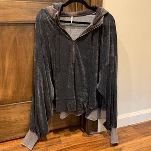 Slouchy Free People velour hoodie